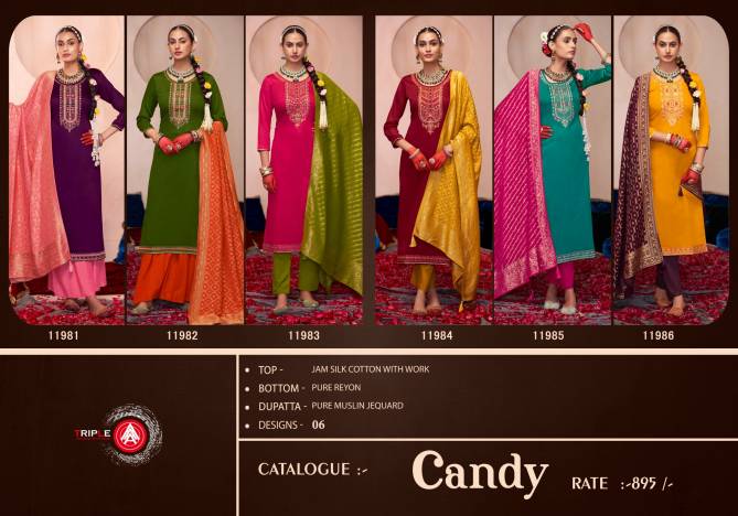 Candy By Triple Aaa Jam Silk Cotton Dress Material Wholesale Market In Surat